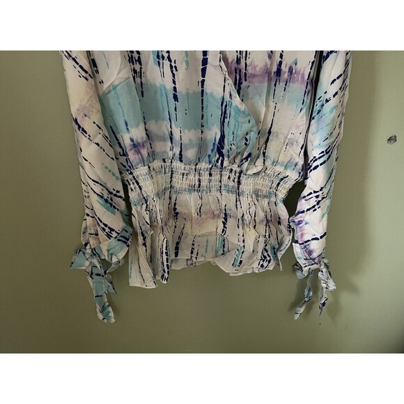 Venus Women's 3/4 Sleeve Top Blouse Multicolor Pattern Elastic Waist US 2 - Picture 3 of 7